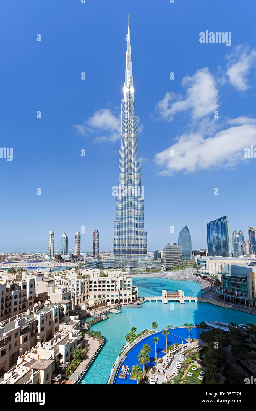 Il Burj Khalifa, completata nel 2010, l'uomo più alto struttura realizzata nel mondo, Dubai, UAE Foto Stock