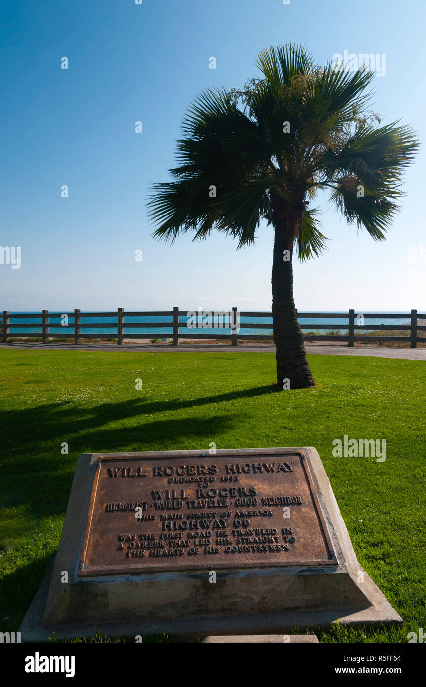 Stati Uniti, California, Santa Monica, la fine del percorso 66, noto anche come Will Rogers autostrada Foto Stock