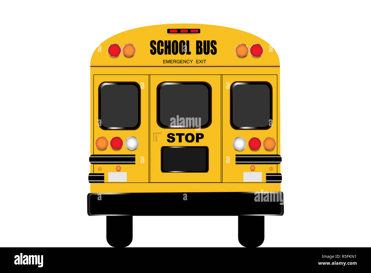 Vista di tutta la parte posteriore del bus di scuola Foto Stock