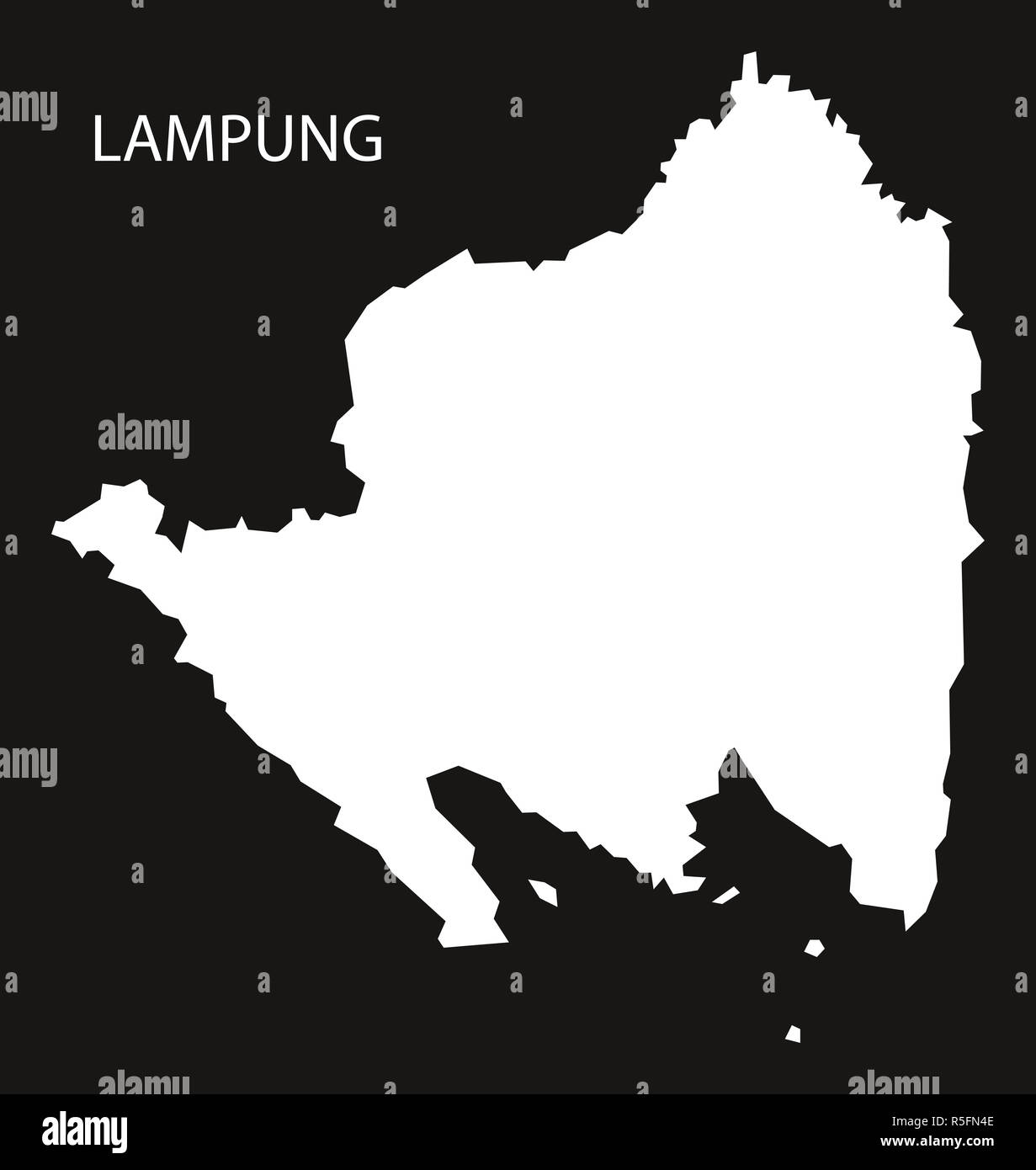 Lampung Indonesia mappa black silhouette invertito illustrazione forma Foto Stock