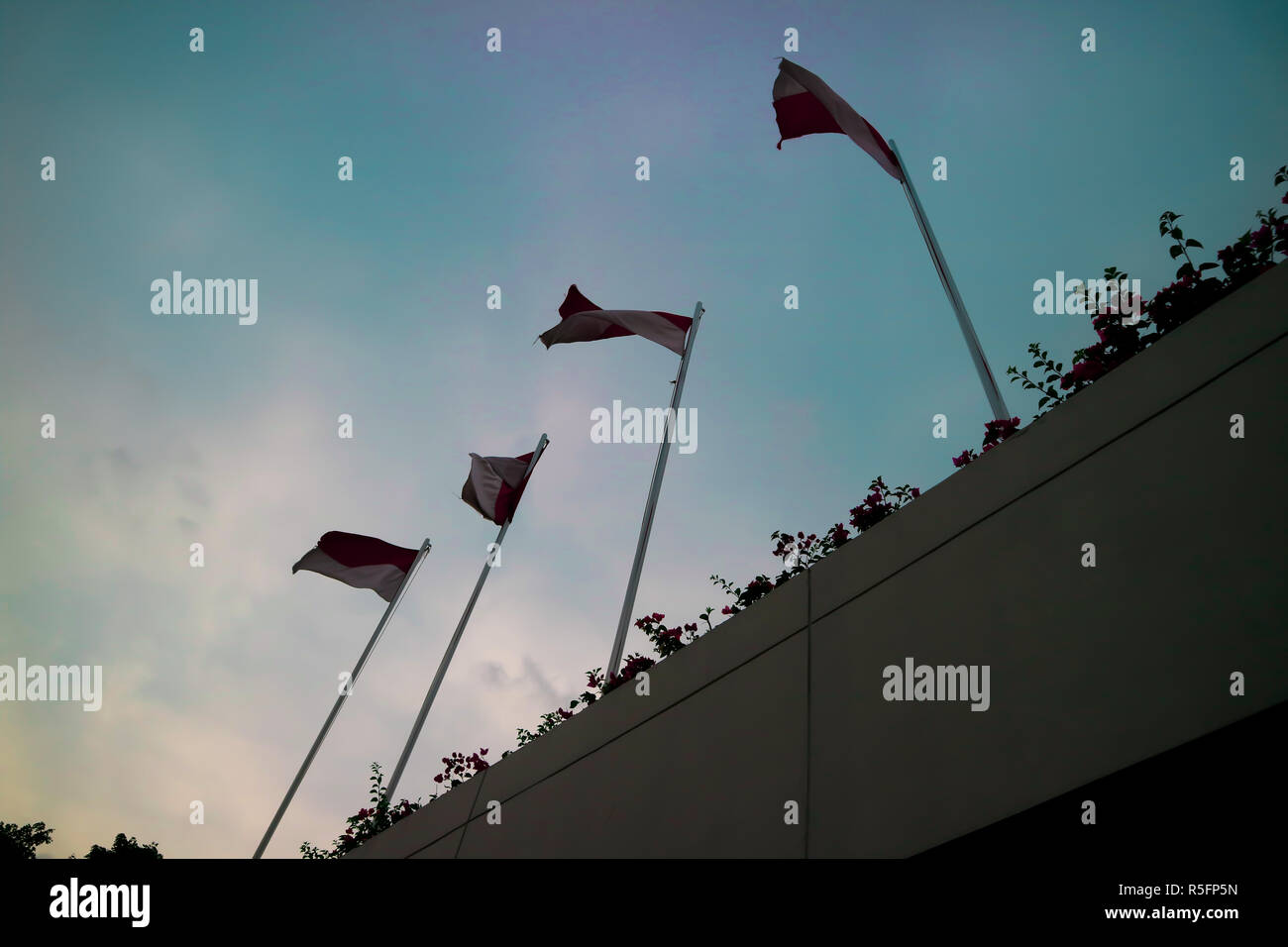 Linea di indonesia bandiere a Lapangan Banteng Foto Stock