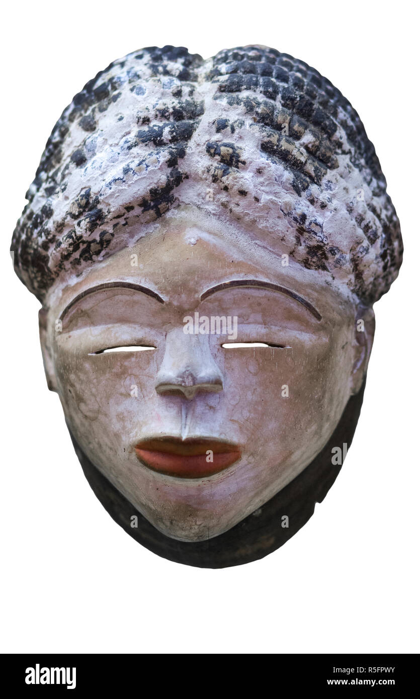 Tribale Africana maschera pende dalla maschera di persone, Repubblica Democratica del Congo Foto Stock