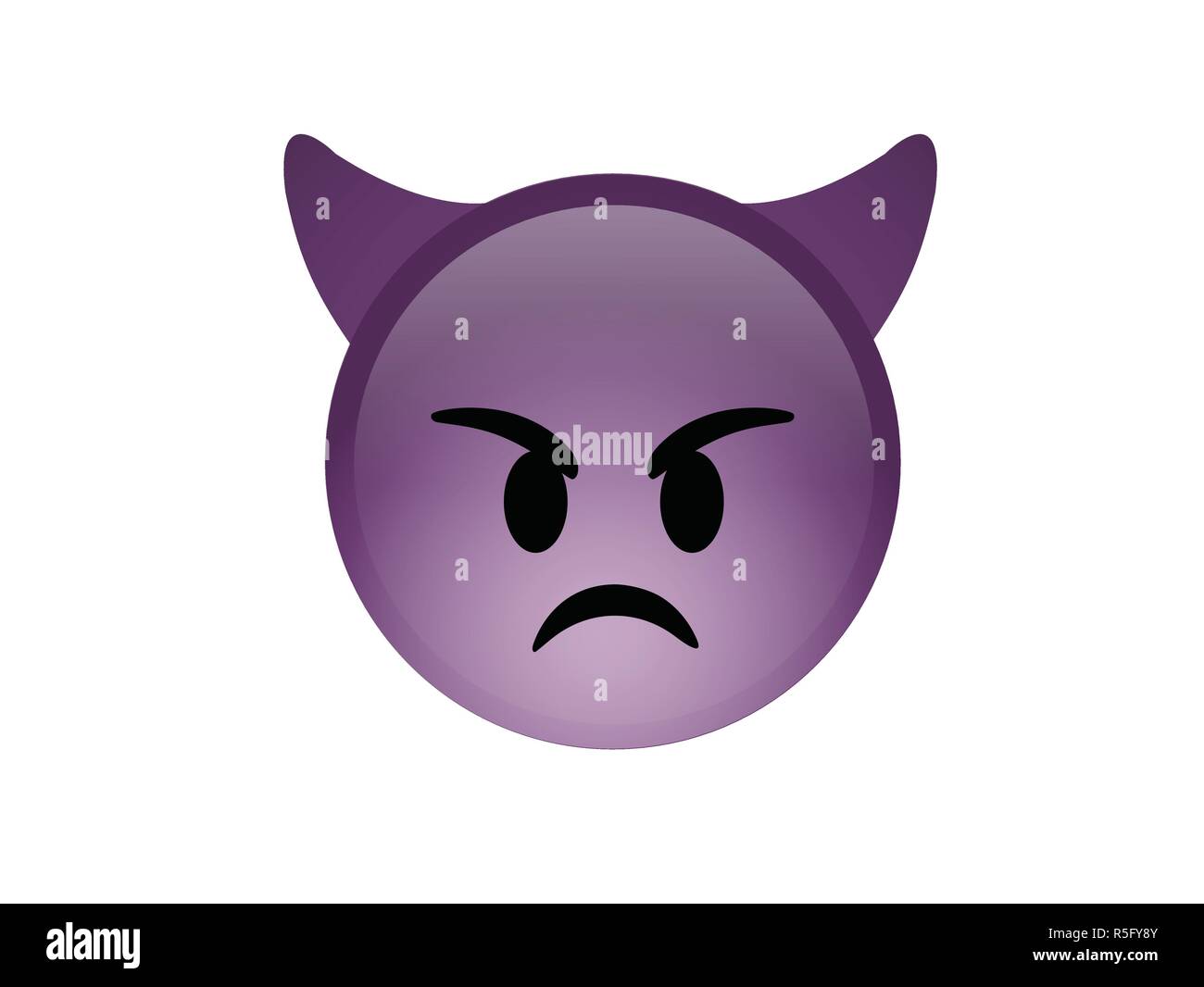 Il viola isolato demon diavolo volto arrabbiato icona con corna Illustrazione Vettoriale