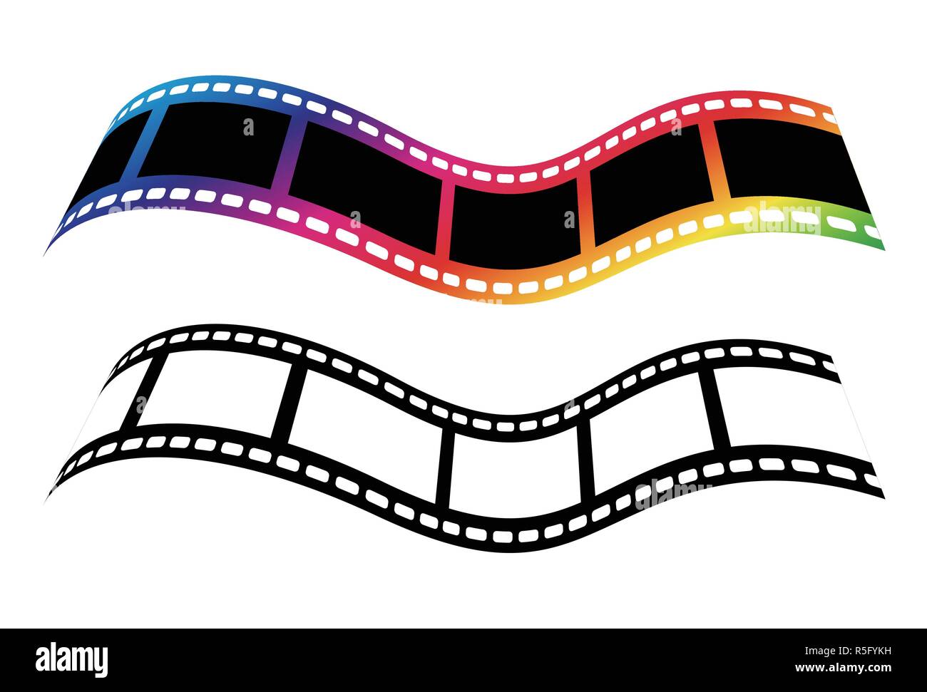 Vettore di striscia di pellicola simboli concetto isolato su bianco bakcground Illustrazione Vettoriale