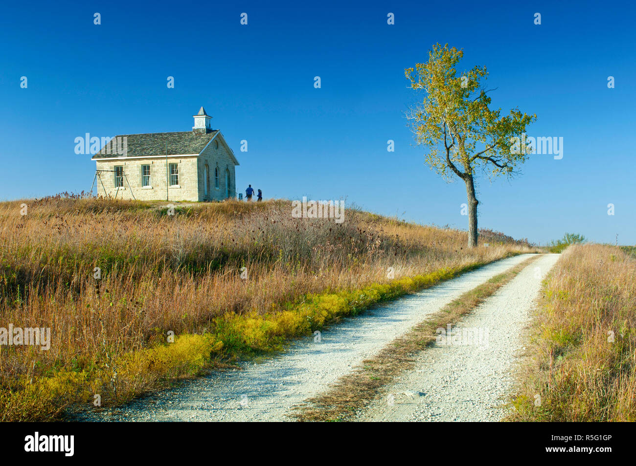 Stati Uniti d'America, Kansas, Chase County, Tallgrass Prairie National Preserve, Flint Hills, inferiore Fox Creek Schoolhouse Foto Stock