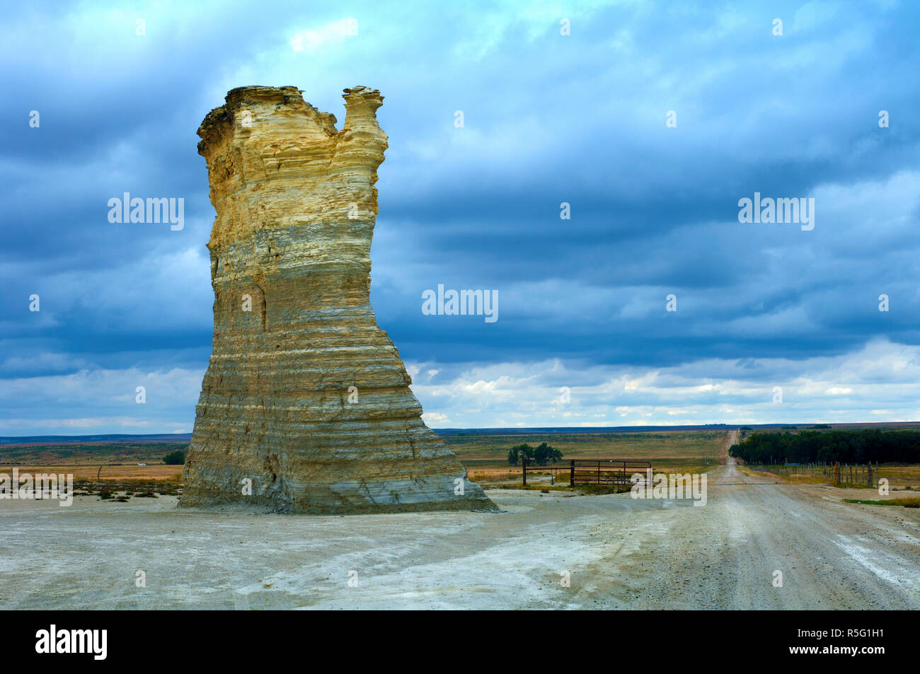 Stati Uniti d'America, Kansas, Gove County, monumento rocce, Chalk piramidi, formazioni sedimentarie Foto Stock