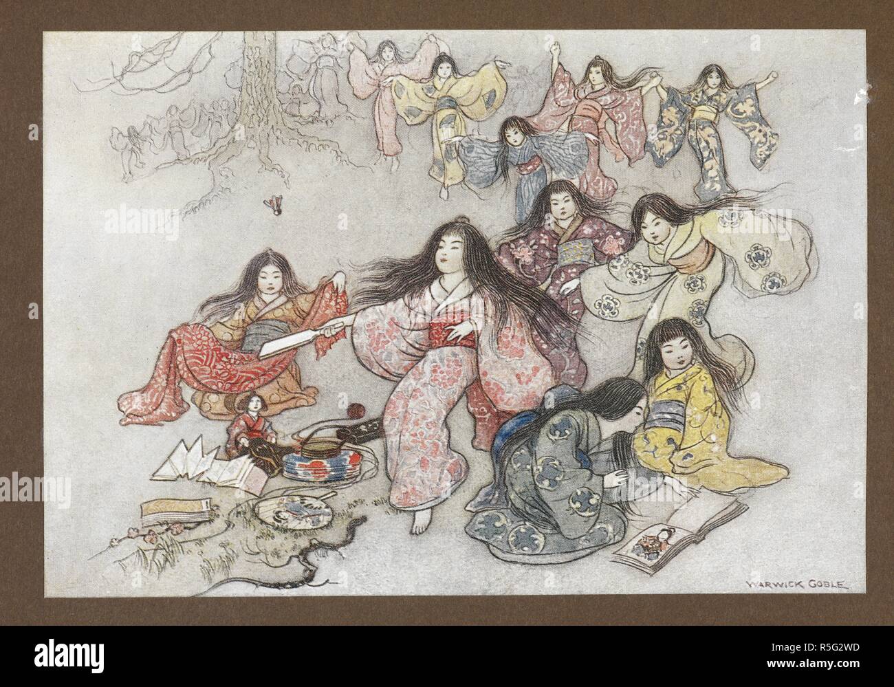 Il mazzuolo. Green Willow e altri Japanese Fairy Tales ... Con quaranta illustrazioni a colori da Warwick Goble. (Edizione de luxe.). Londra : Macmillan & Co., 1910. Fonte: LR.26.d.7 rivolta pagina 116. Autore: Goble, Warwick. James, Grazia. Foto Stock