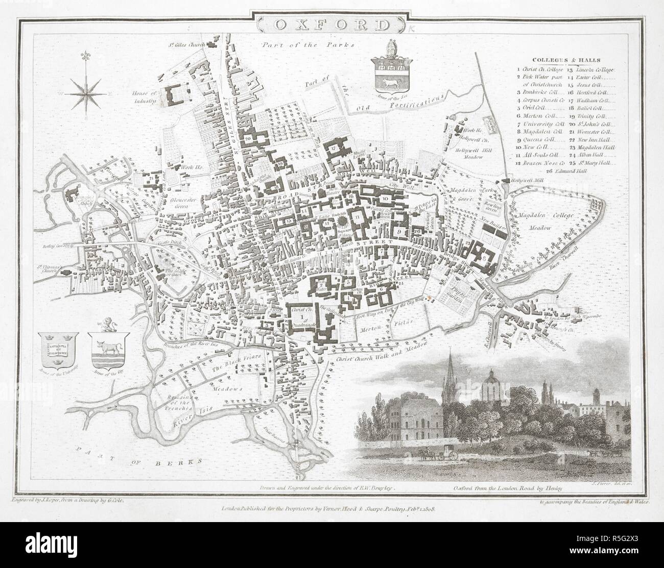 Un piano di Oxford. Oxford ... Incisi da J. Roper, a partire da un disegno di G. Cole ... 1808. Londra : Vernor, il cofano e Sharpe, 1810. Fonte: Mappe 11.b.3, pagina 78. Lingua: Inglese. Foto Stock