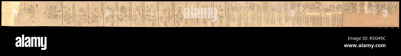 Il cinese Scorri mappa raffigurante il cielo notturno visto dall emisfero nord. Essa è suddivisa secondo le stazioni del pianeta Giove in 12 sezioni. Star mappe da Dunhuang. Cina, dinastia Tang (618-906). Fonte: o.8210/S.3326 tutta la chiocciola. Foto Stock