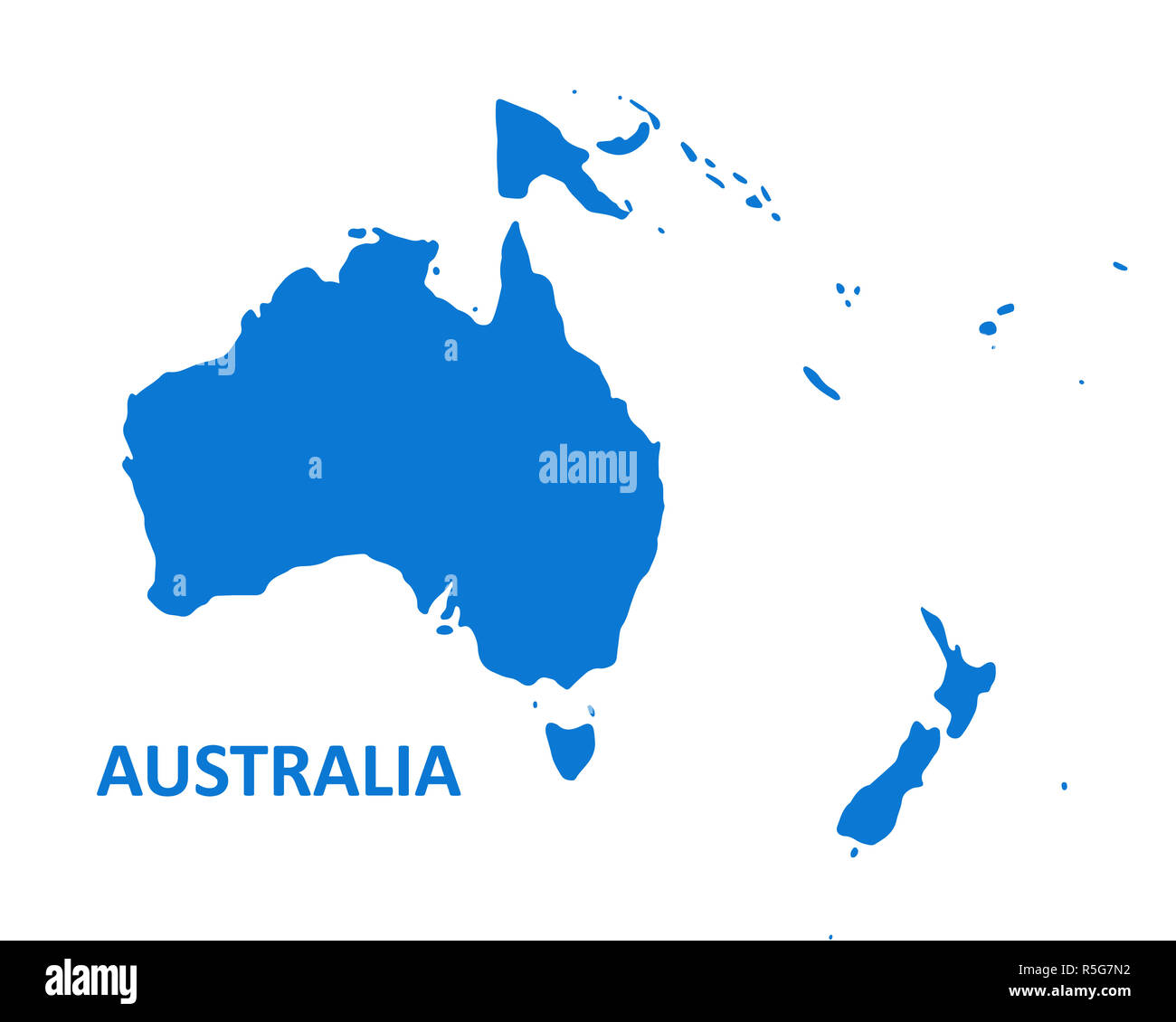 Australia continente Mappa. illustrazione vettoriale su sfondo bianco. Foto Stock