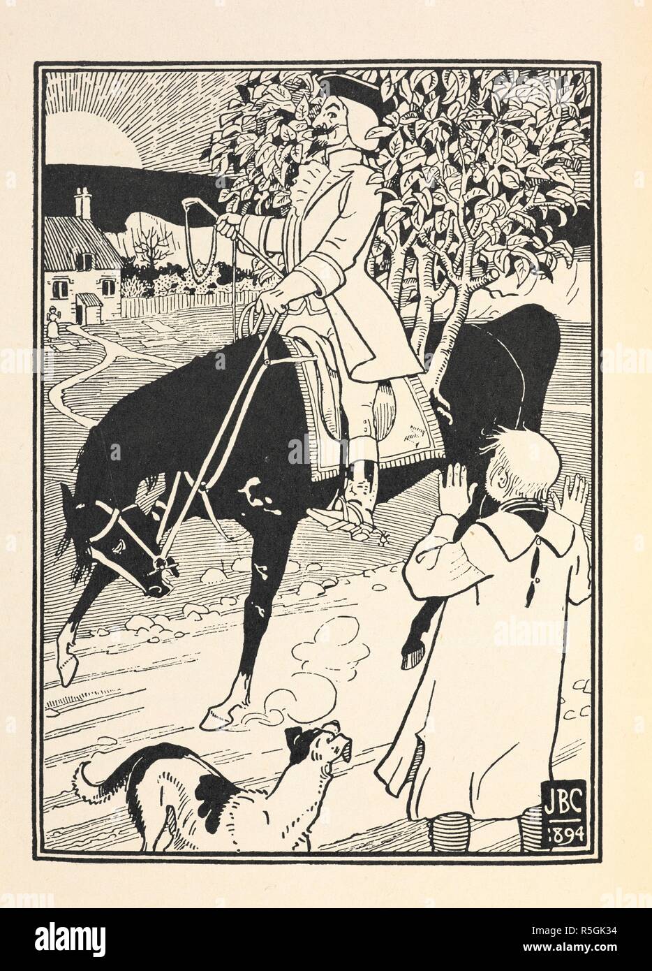 Capitolo V. ha presentato con un celebre cavallo dal conte Przobossky, con la quale egli svolge molte imprese straordinarie. La sorprendente avventure del barone di Munchausen. Illustrato da William Strang, R.A., e J. B. Clark, con l introduzione di un Thomas Seccombe. Londra; Stampato in Olanda : Medici Society, 1929. Fonte: 012601.l.9 rivolta verso 39. Autore: STRANG, William. ERNEST RHYS. Foto Stock