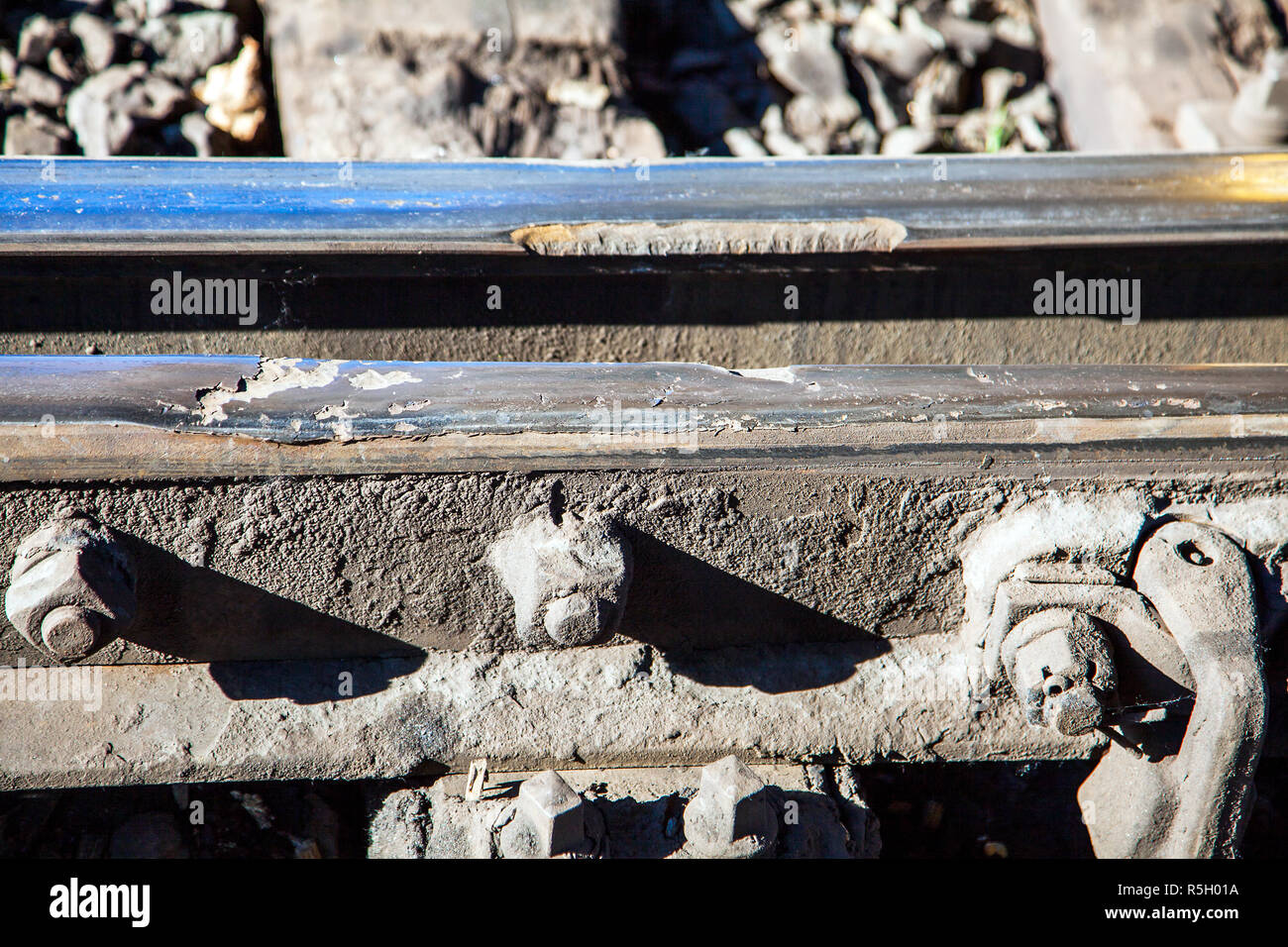 Danneggiato ferrovia via in Prince George in Canada Foto Stock