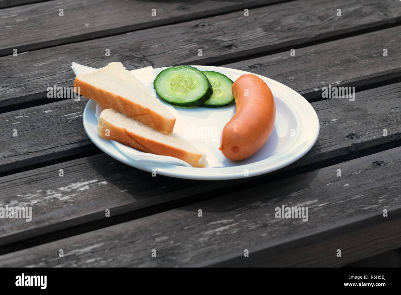 Bockwurst su una piastra Foto Stock