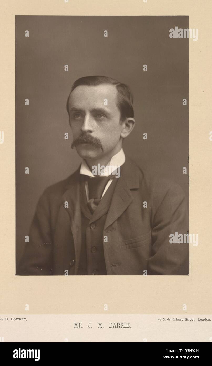 Sir James Matthew Barrie (1860-1937). Il romanziere scozzese e drammaturgo. Creatore di 'Peter Pan'. Ritratto. Il Cabinet Portrait Gallery. Fotografie di W. & D. Downey. [Con stampa in rilievo descrittivo.]. Cassell & Co.: Londra, 1890-94. Fonte: 10803.h.9 volume 3, la piastra 14. Lingua: Inglese. Foto Stock