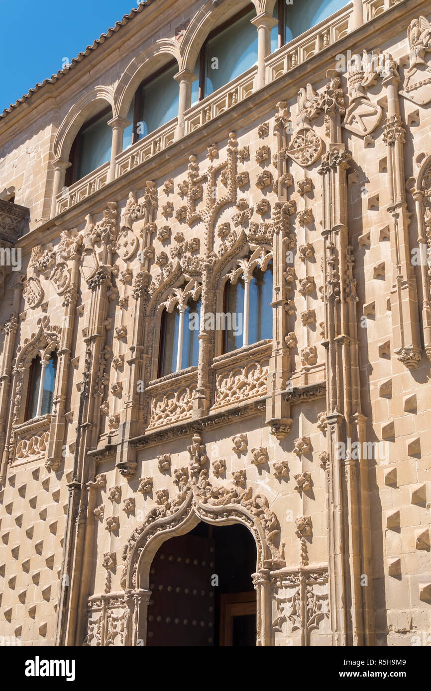 Palazzo Jabalquinto dettagli della facciata, Baeza, Spagna Foto Stock