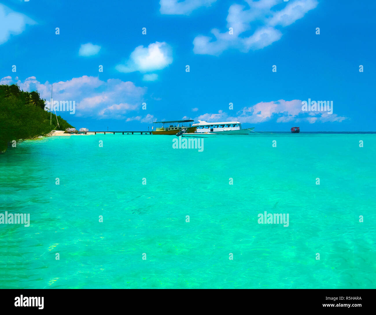 Villaggio Embudu Island, Maledives, Oceano Indiano Foto Stock