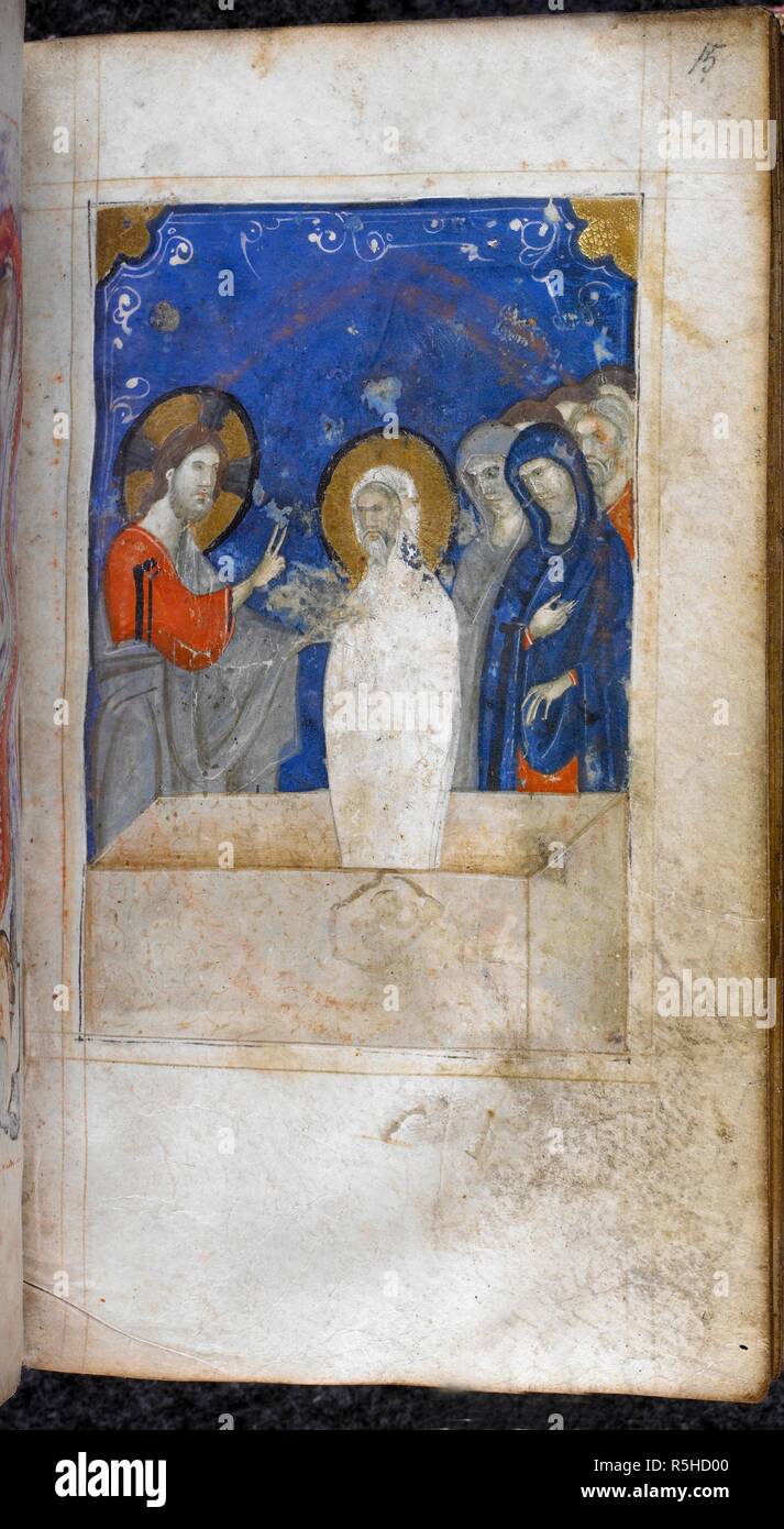 Miniatura della risurrezione di Lazzaro. Salterio con altri testi