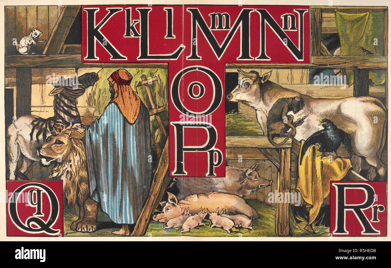 Lettere K, L, M, N, O, P, Q e R. Una stabile degli animali. L'arca alfabeto. Londra : Frederick Warne & Co., [1876] Camden premere. Fonte: 12805.l.45.(10) piastra 4. Foto Stock