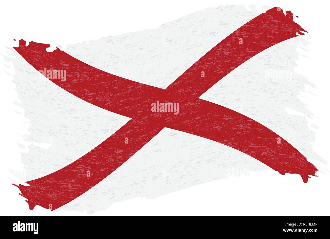 Bandiera di Alabama. Grunge Abstract Tratto di pennello isolato su uno sfondo bianco. Illustrazione Vettoriale. Illustrazione Vettoriale