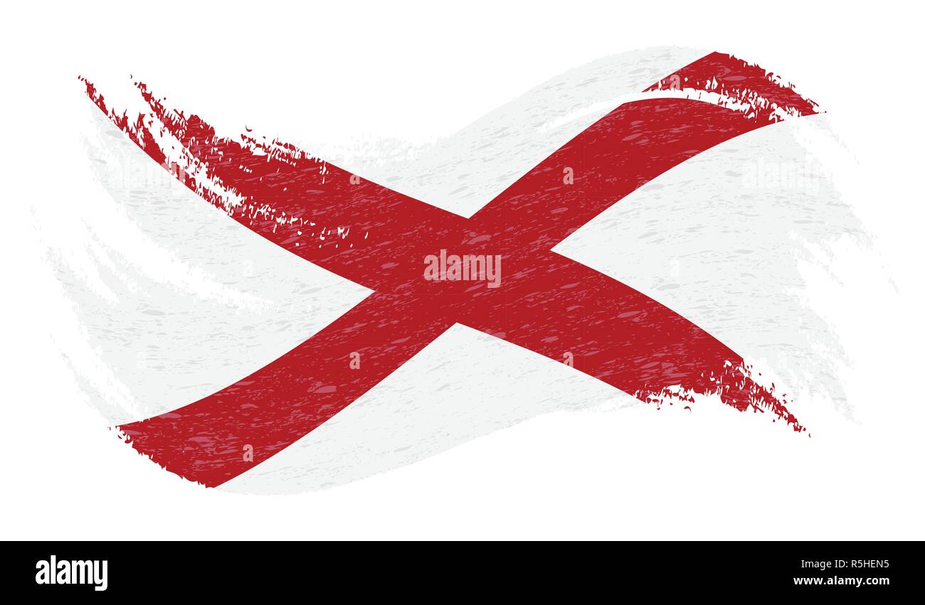 Bandiera nazionale di Alabama, progettato utilizzando i tratti di pennello isolato su uno sfondo bianco. Illustrazione Vettoriale. Illustrazione Vettoriale