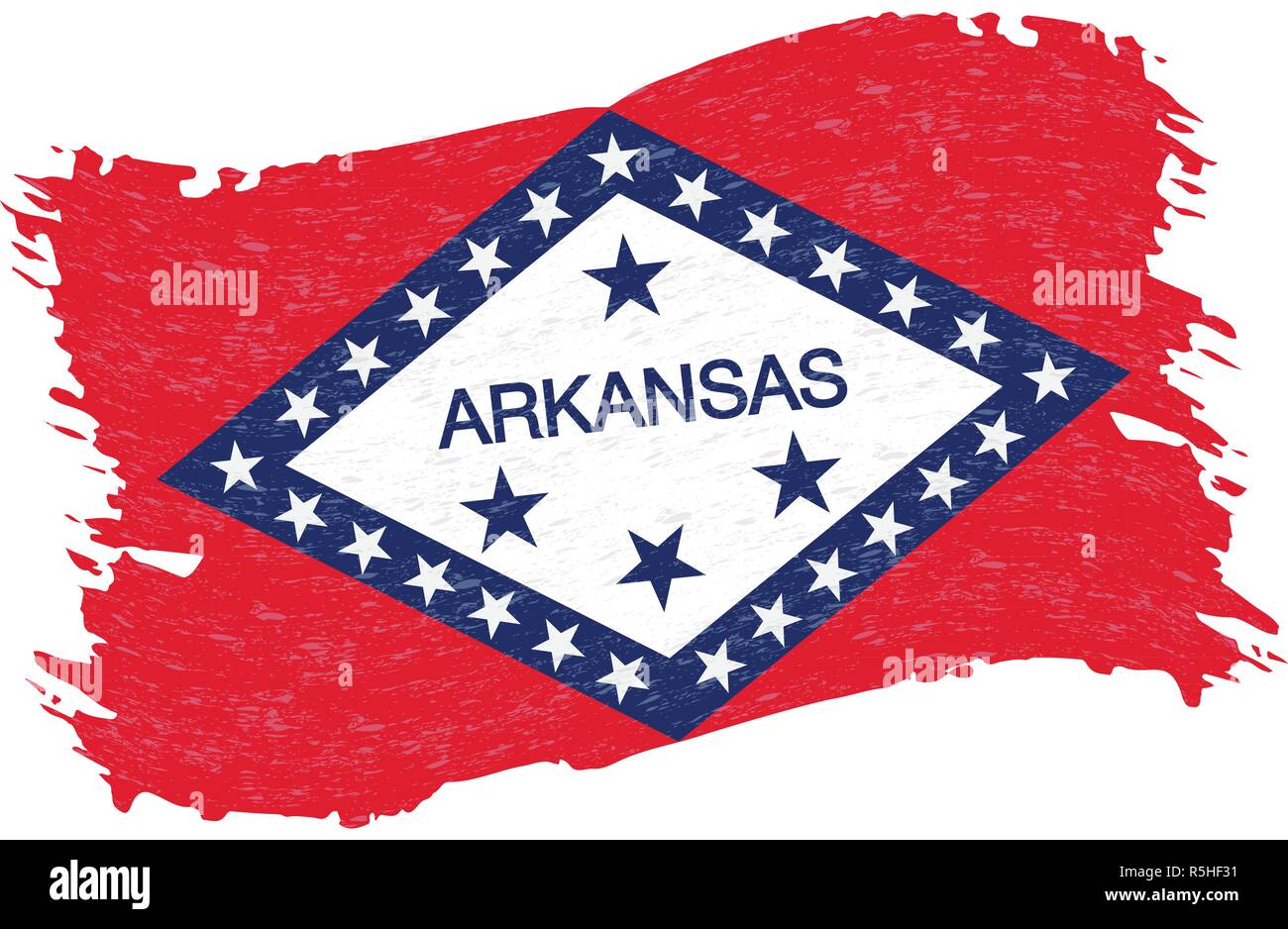 Bandiera dell'Arkansas. Grunge Abstract Tratto di pennello isolato su uno sfondo bianco. Illustrazione Vettoriale. Illustrazione Vettoriale