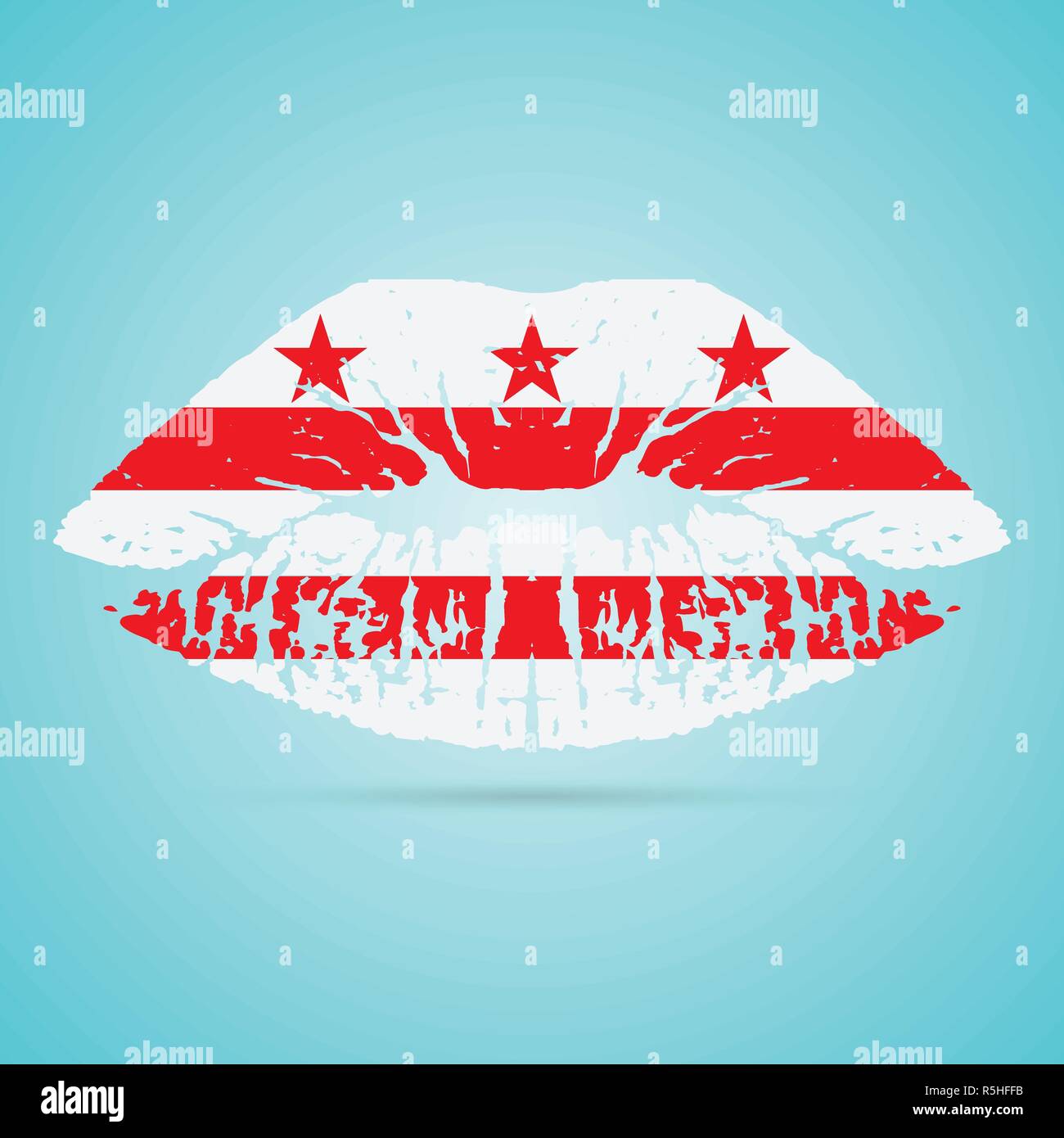 Columbia bandiera rossetto sulle labbra isolato su uno sfondo bianco. Illustrazione Vettoriale. Illustrazione Vettoriale