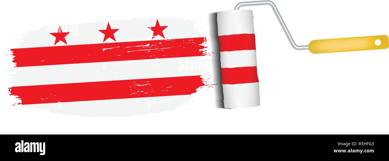 Tratto di pennello con Columbia bandiera nazionale isolato su uno sfondo bianco. Illustrazione Vettoriale. Illustrazione Vettoriale