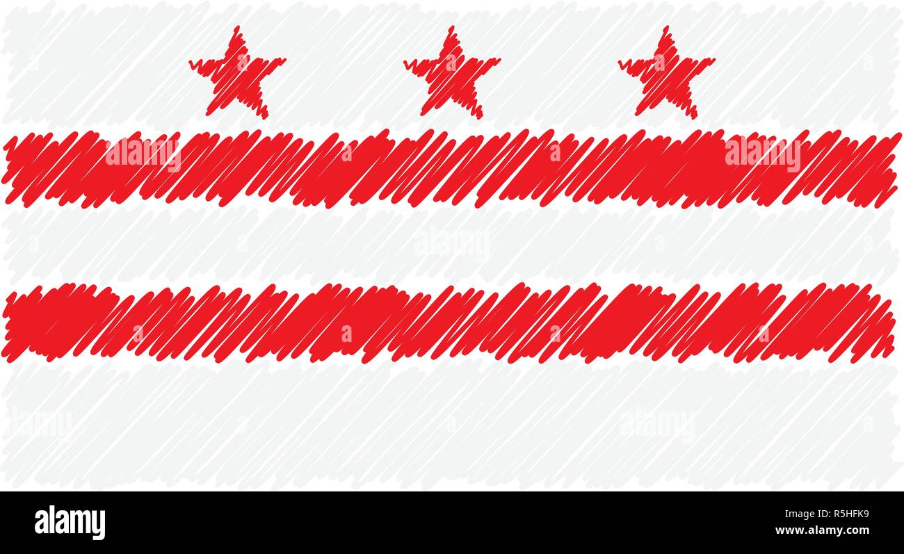 Disegnato a mano bandiera nazionale di Columbia isolato su uno sfondo bianco. Disegno vettoriale illustrazione dello stile. Illustrazione Vettoriale