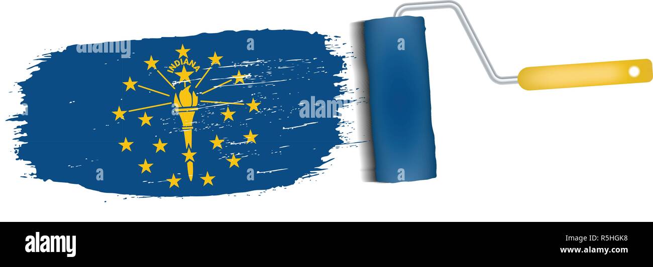 Tratto di pennello con Indiana bandiera nazionale isolato su uno sfondo bianco. Illustrazione Vettoriale. Illustrazione Vettoriale