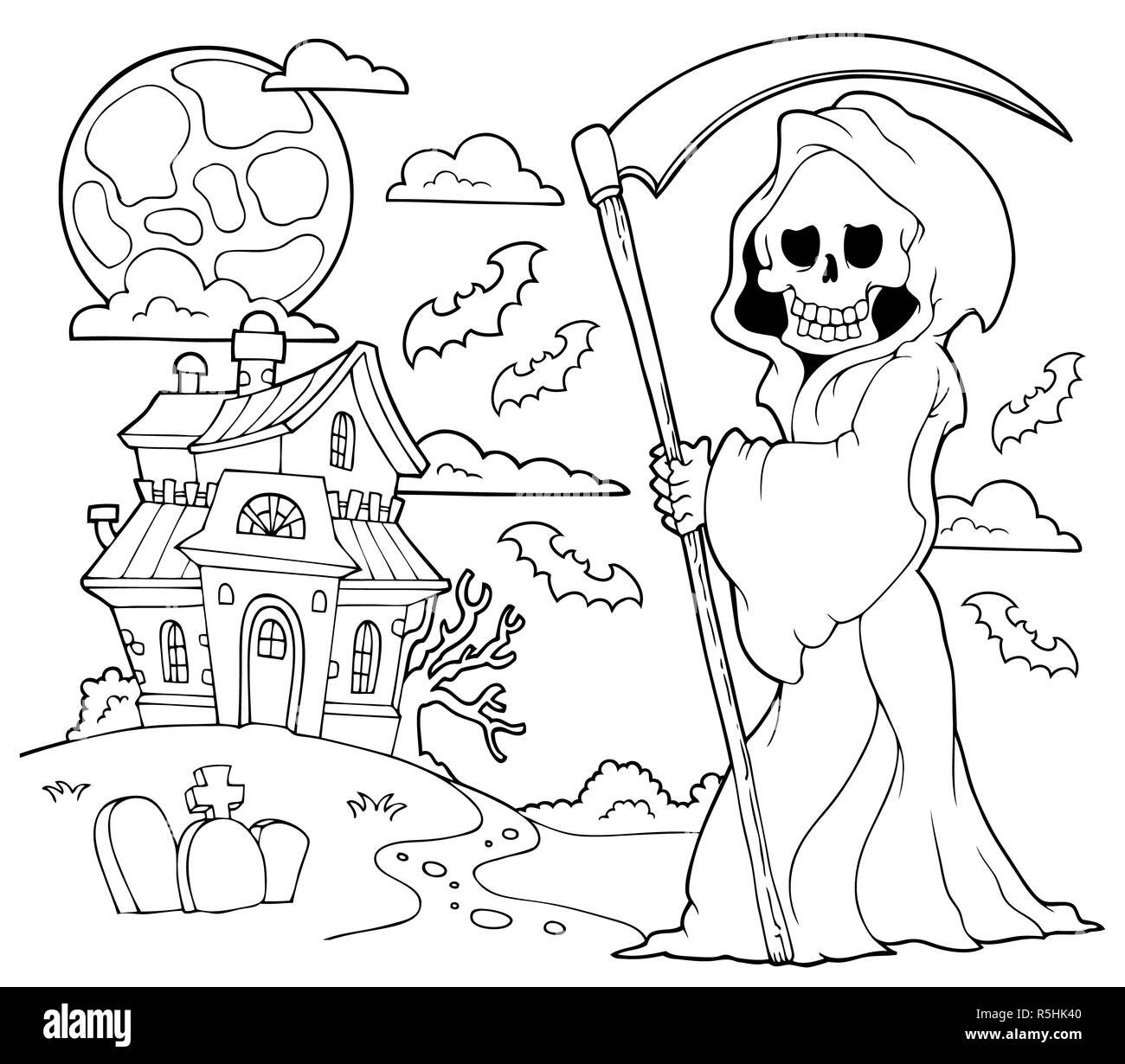 Bianco e nero Grim Reaper tema 2 Foto Stock