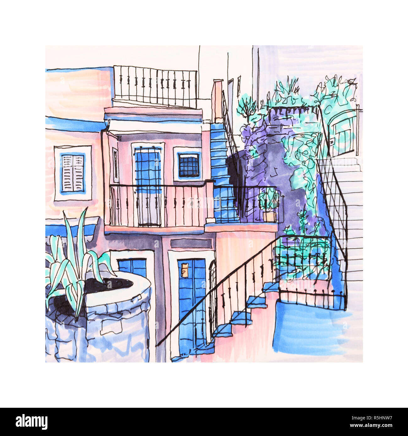 Case colorate a Manarola, Liguria, Italia Foto Stock