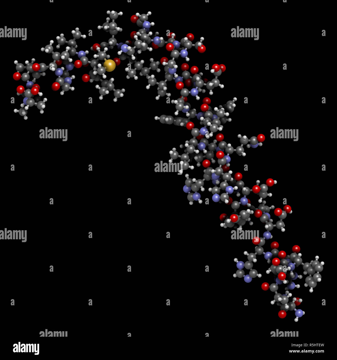 Beta amiloide (Abeta peptide). Componente principale delle placche trovati nella malattia di Alzheimer. 3D rendering basato sulla banca dati di proteine la voce 1iyt. Sfera-e-st Foto Stock