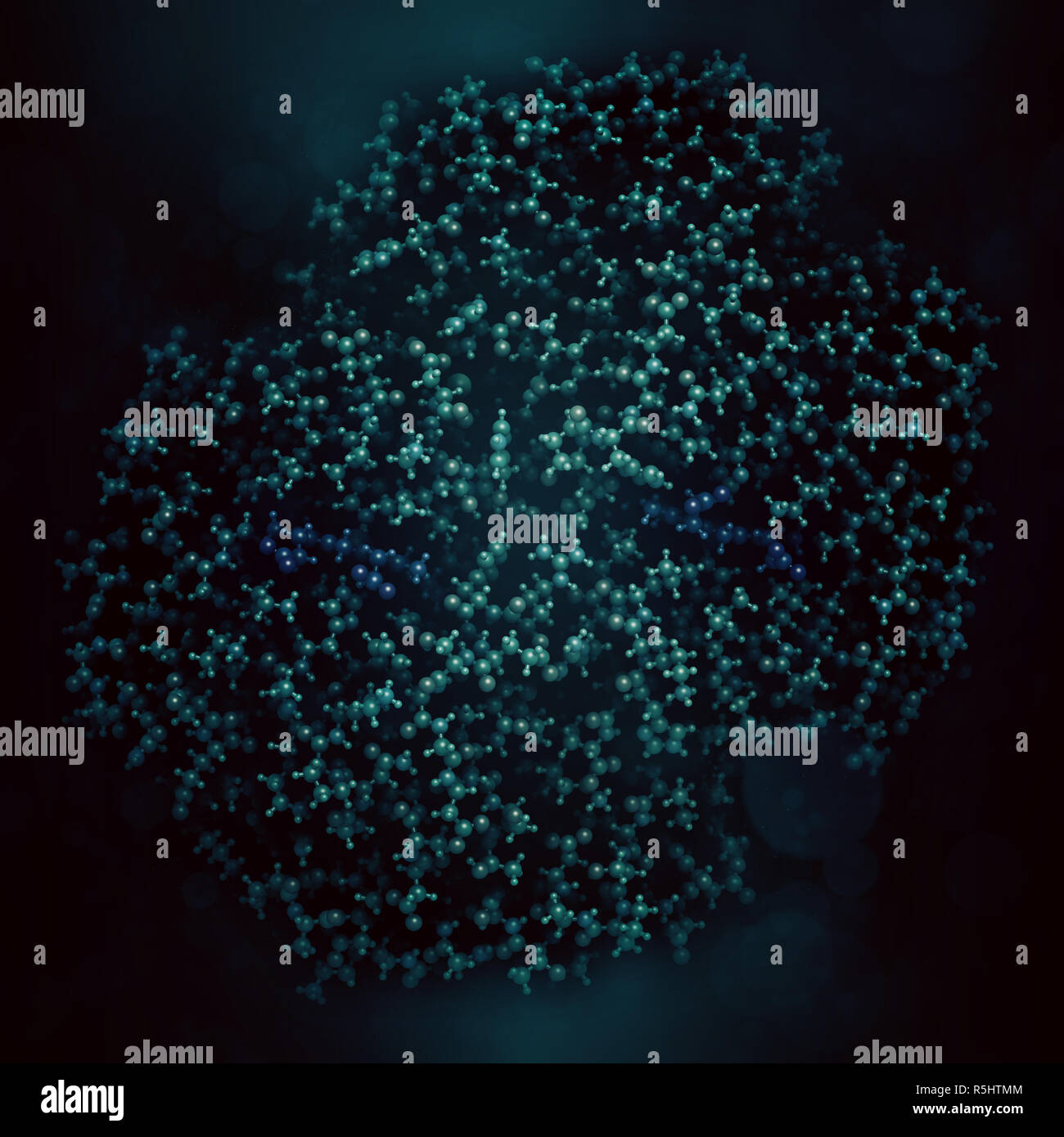 L'emoglobina (umana, Hb) proteina. Ferro-ossigeno contenente proteina di trasporto che si trova nelle cellule rosse del sangue. 3D rendering basato su Protein Data Bank entry 5kdq. Foto Stock