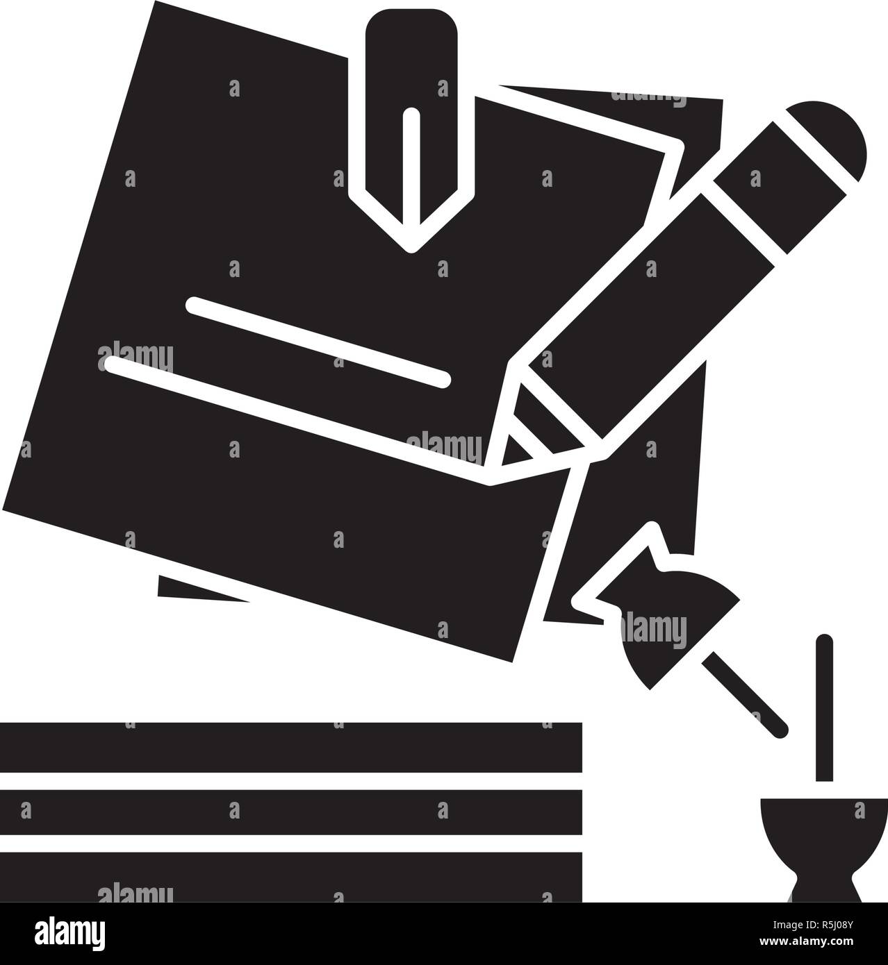 Marketing Portfolio icona nera, concetto segno del vettore su sfondo isolato. Marketing Portfolio illustrazione, simbolo Illustrazione Vettoriale