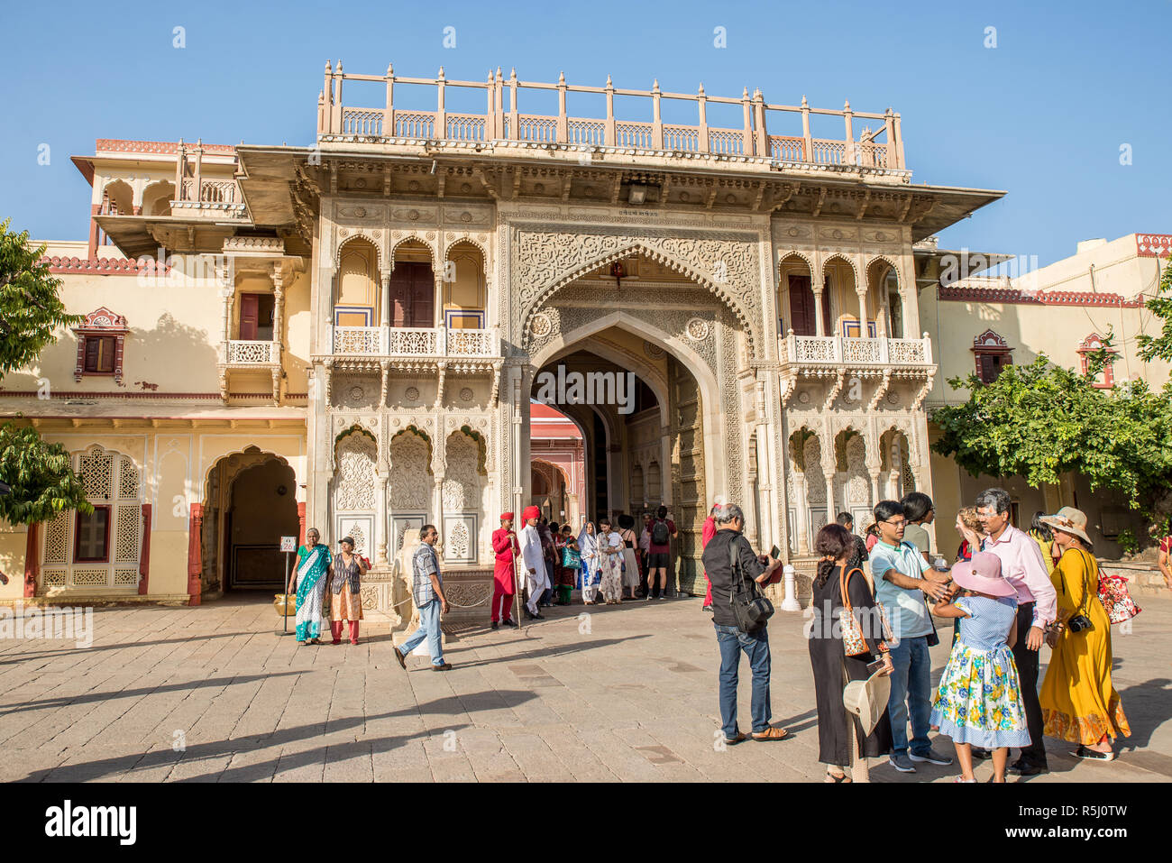 Rajendra Pol Gate, City Palace, Jaipur, Rajasthan, India Foto Stock