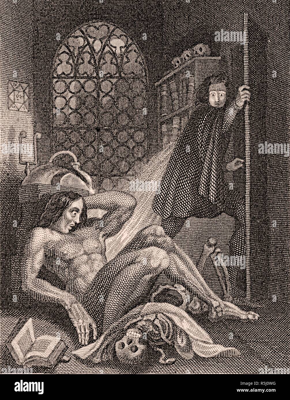 Frontespizio di Frankenstein di Mary Shelley. Museo: Collezione privata. Autore: HOLST, Theodor von. Foto Stock