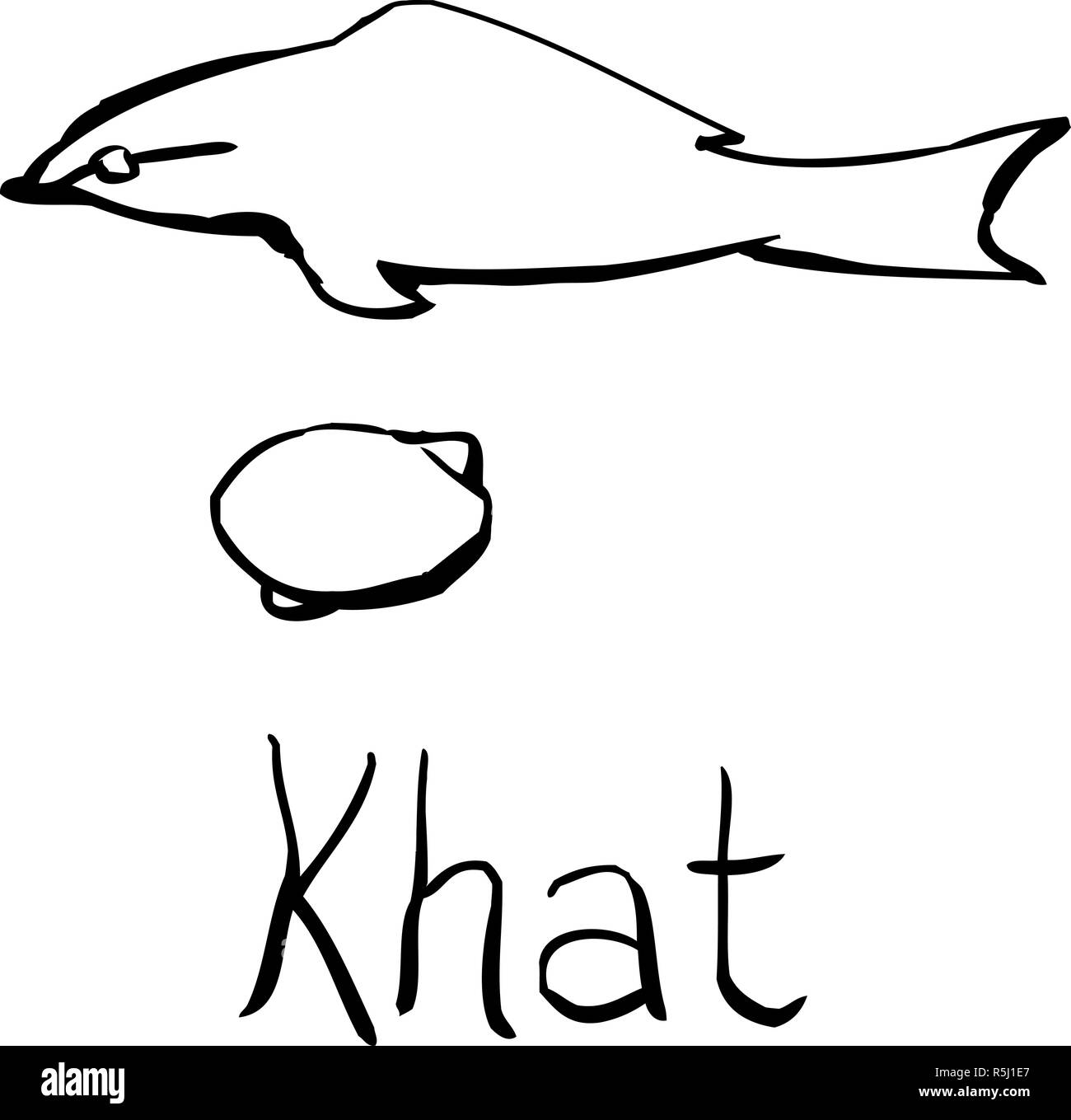 Antica egiziana Khat outline Symbol Foto Stock