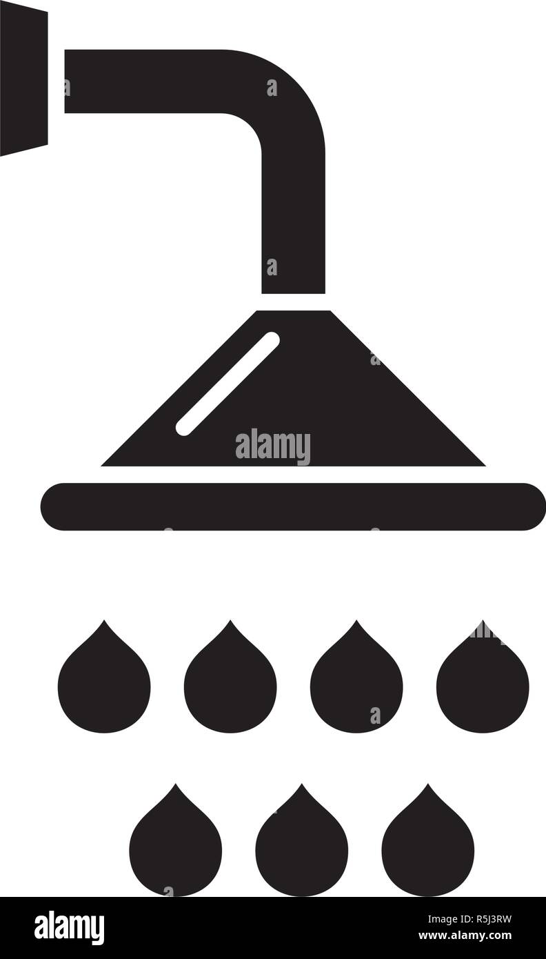 Doccia icona nera, segno del vettore su sfondo isolato. Concetto di doccia  simbolo, illustrazione Immagine e Vettoriale - Alamy