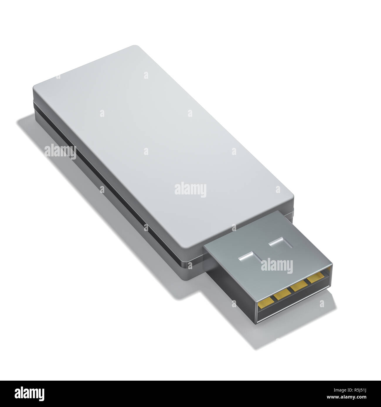 Thumb Drive USB isolato su uno sfondo bianco. Il rendering 3D Foto Stock