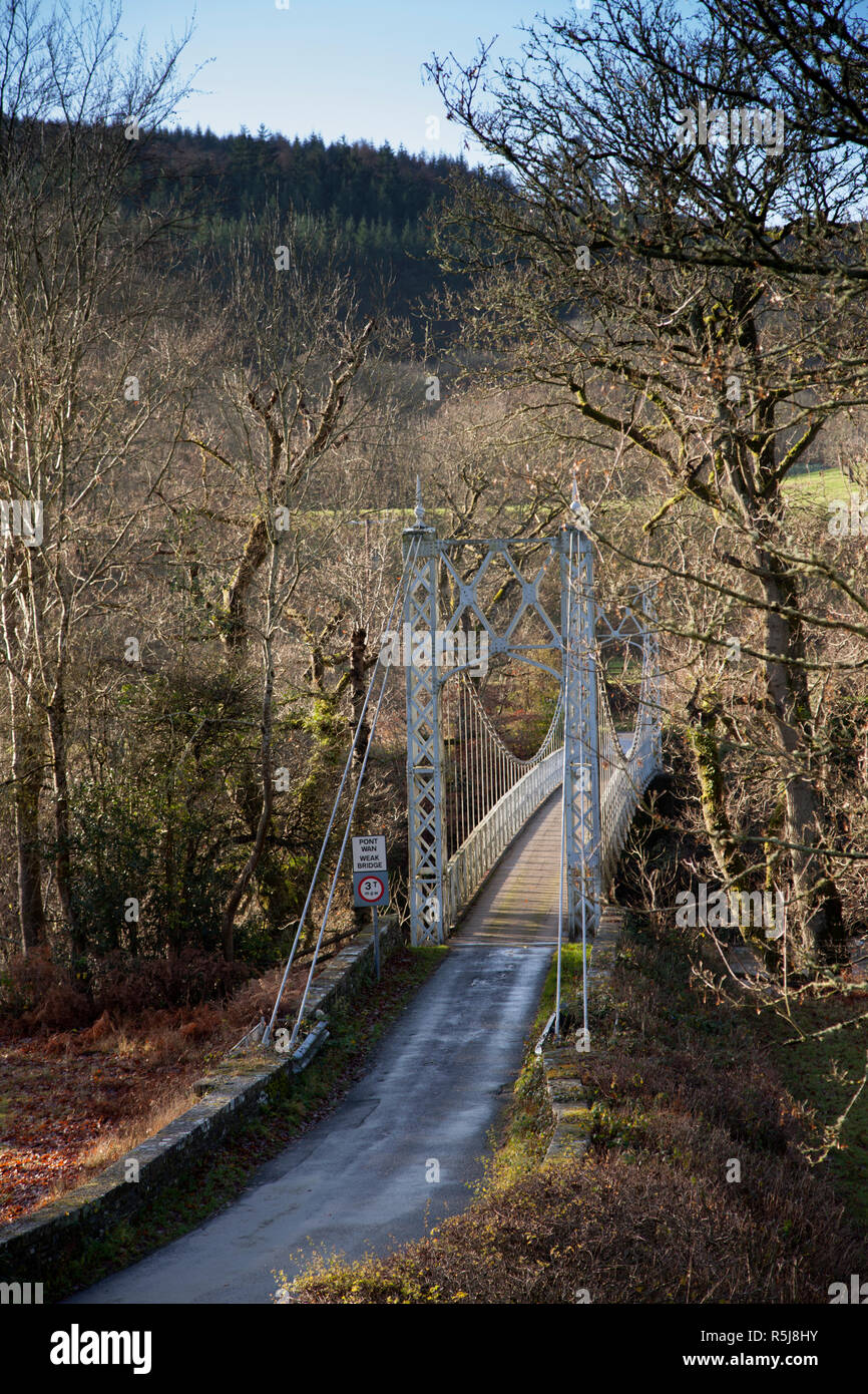 Llanstephan ponte di sospensione, Powys, Wales, Regno Unito Foto Stock