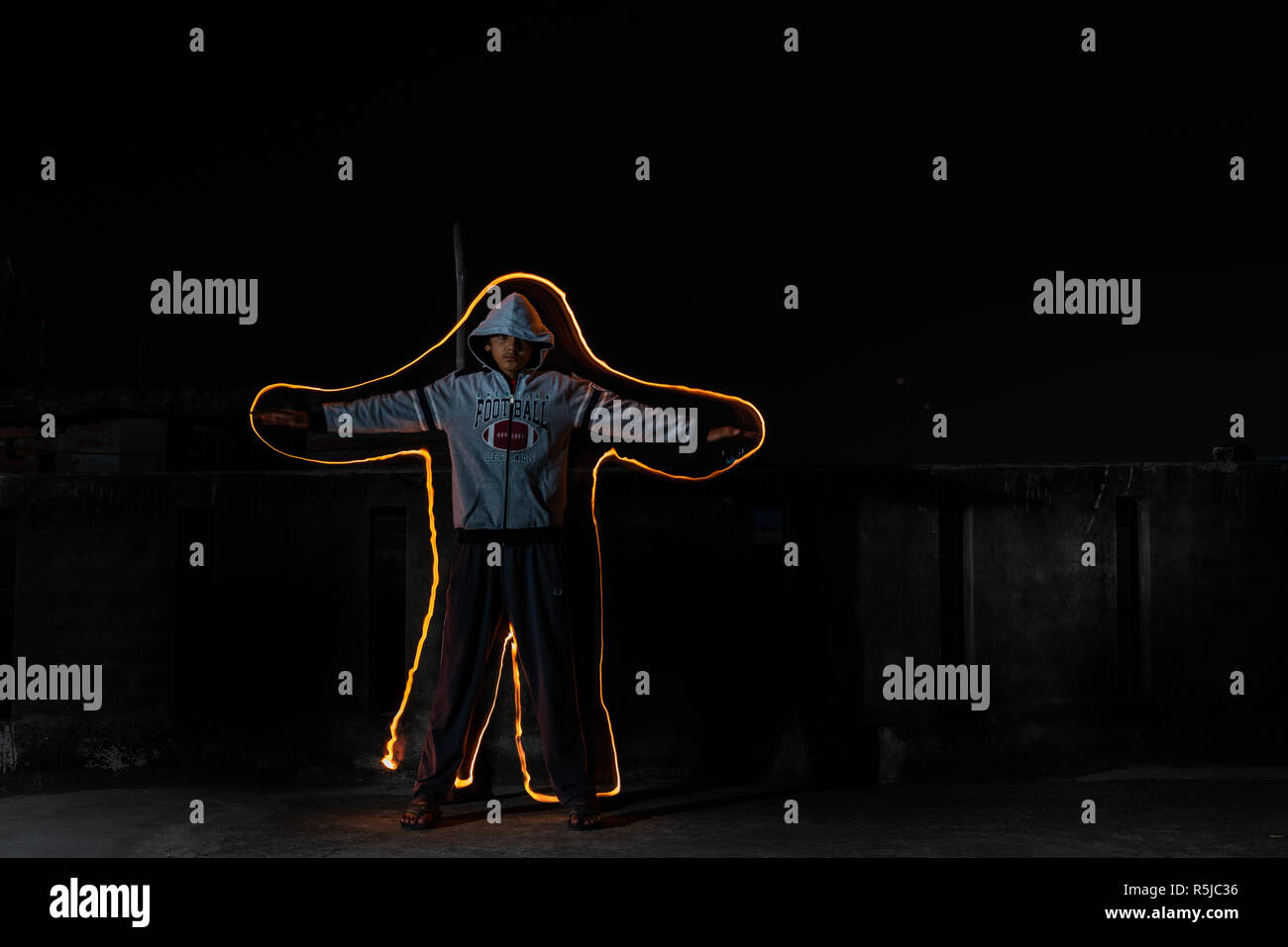 La pittura di luce di esposizione lunga Foto Stock