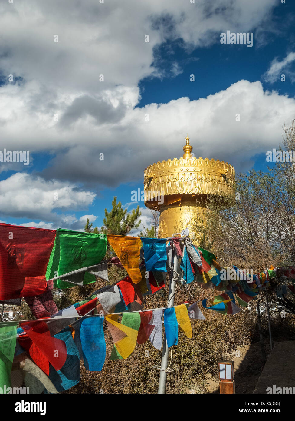 Tibetano ruota di preghiera Foto Stock