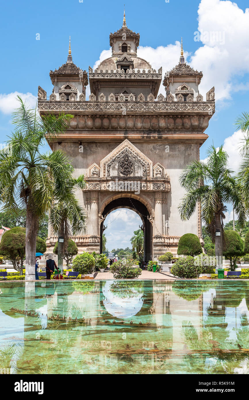 Vientiane,patuxai monumento Foto Stock