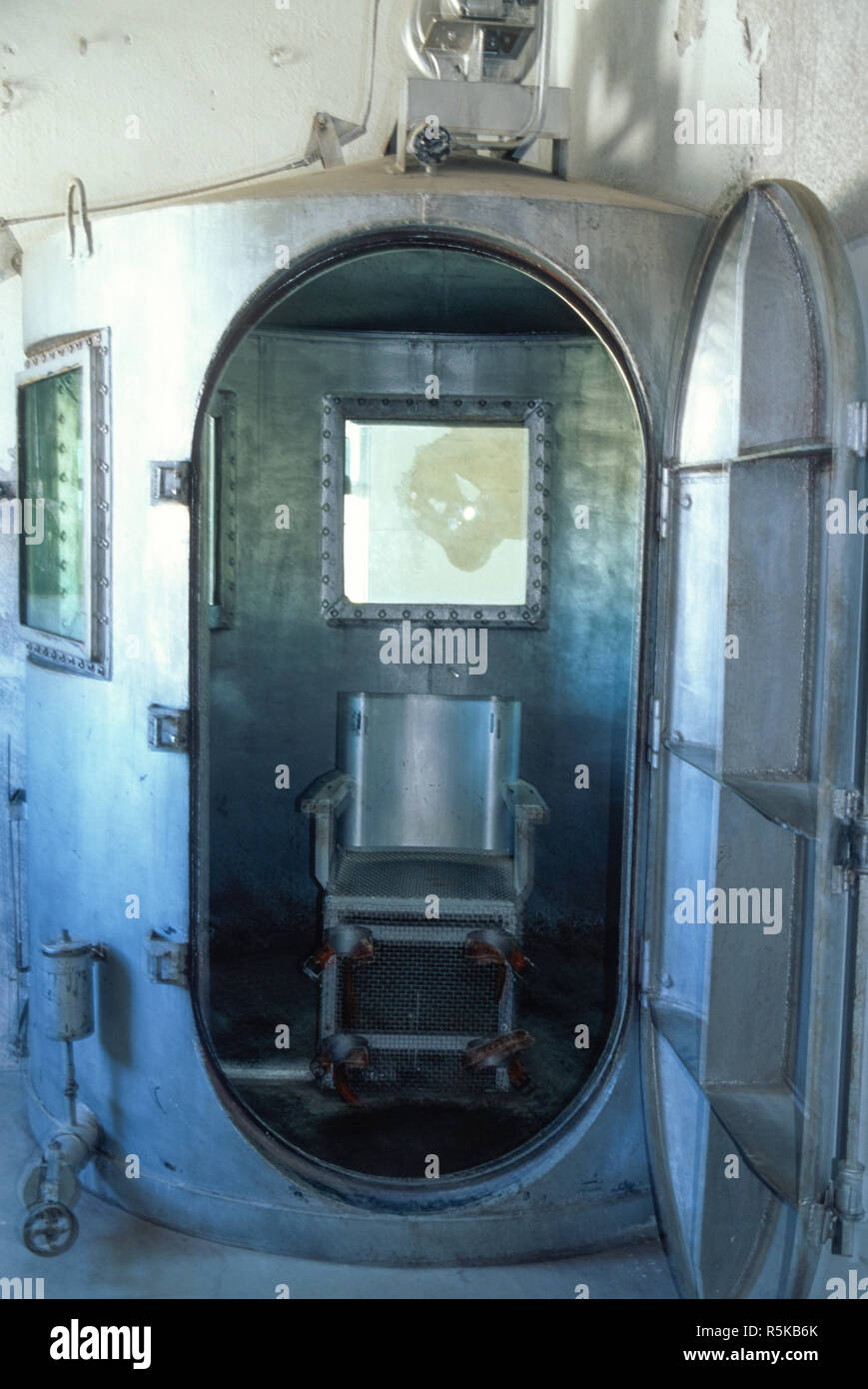 Storico camera di gas nel Wyoming Frontier Prison, STATI UNITI D'AMERICA Foto Stock