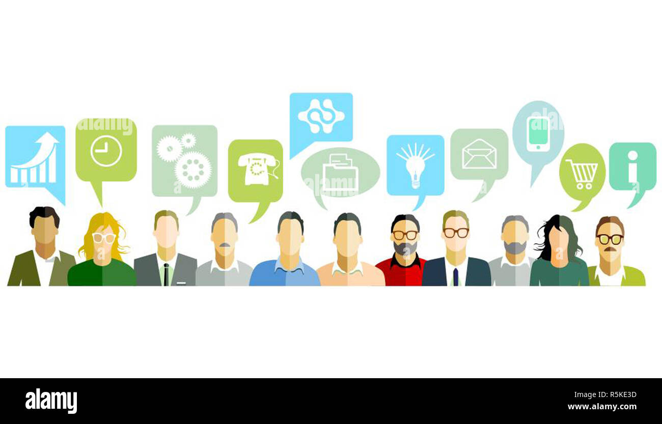 Le imprese di discussione con il discorso di bolle Foto Stock