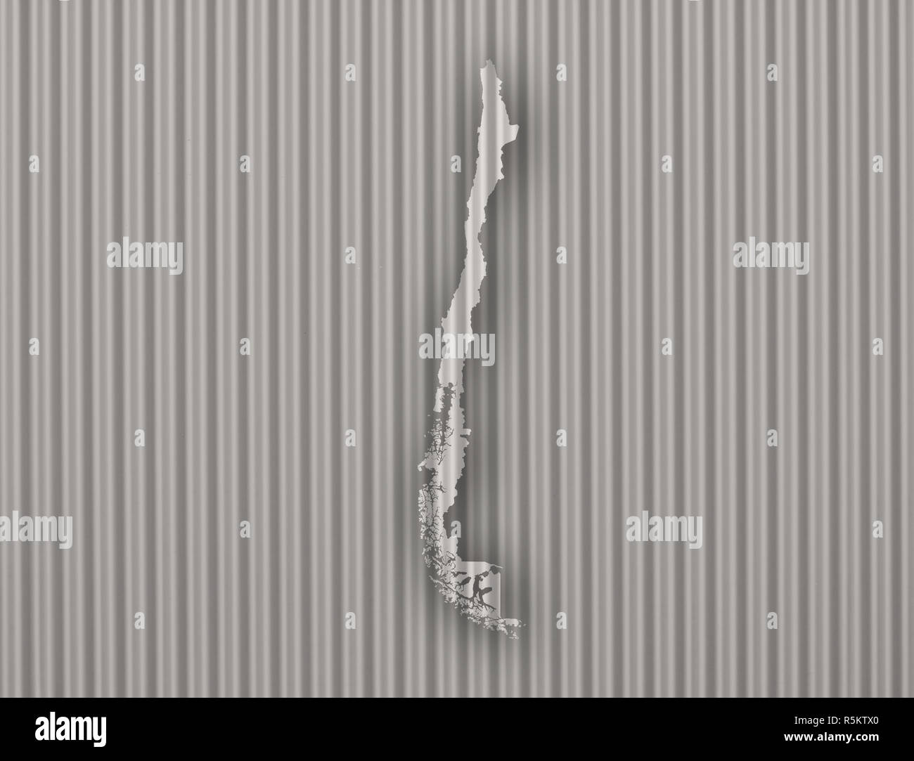 Mappa di Cile su ferro corrugato Foto Stock