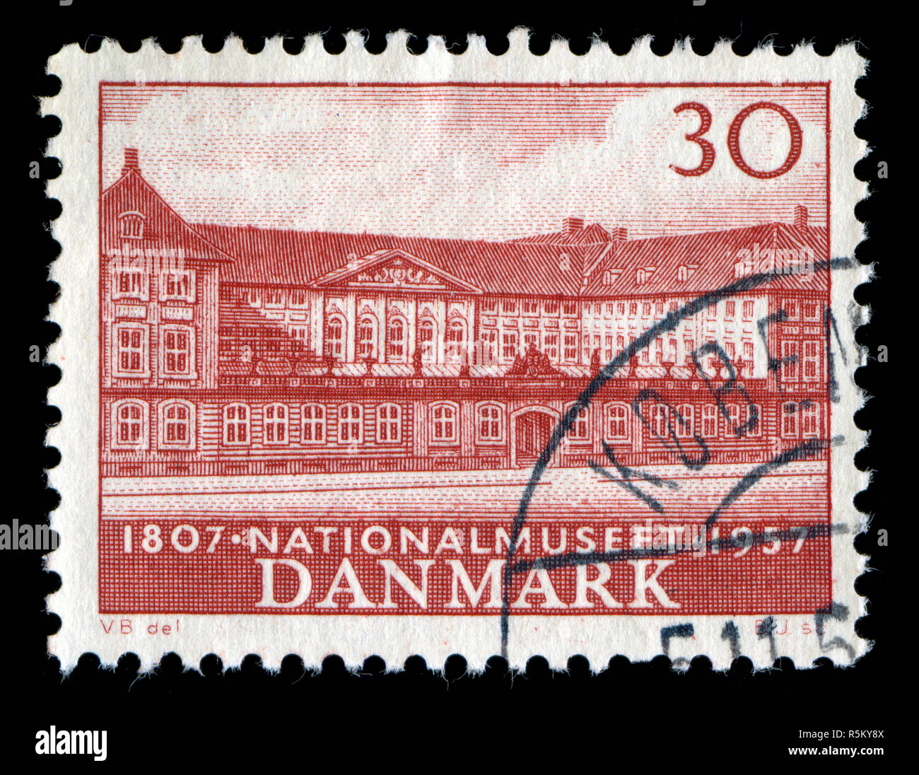 Francobollo dalla Danimarca nel Museo Nazionale serie emesse nel 1957 Foto Stock
