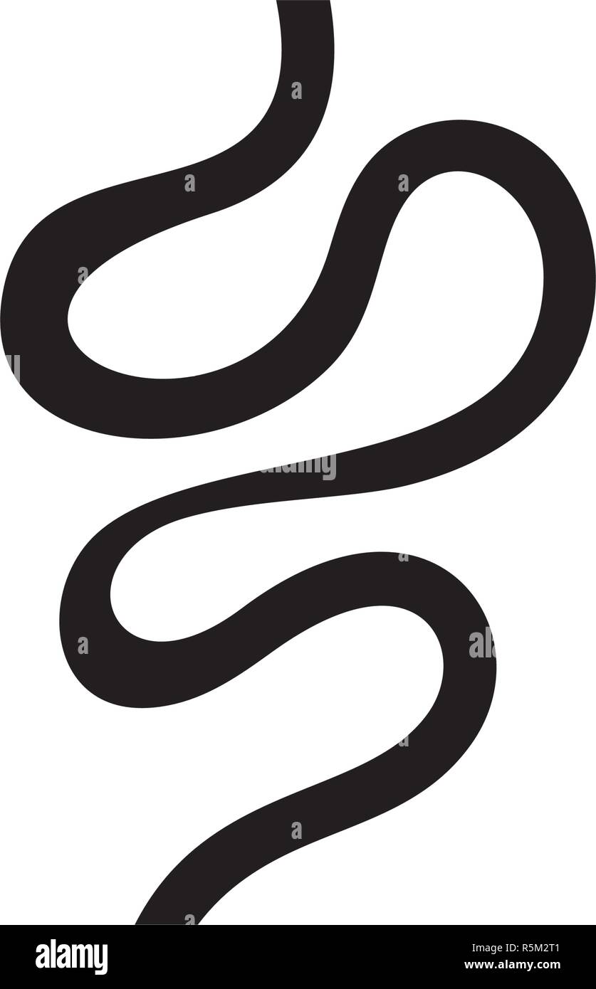 Intestini icona nera, segno del vettore su sfondo isolato. Intestini concetto simbolo, illustrazione Illustrazione Vettoriale