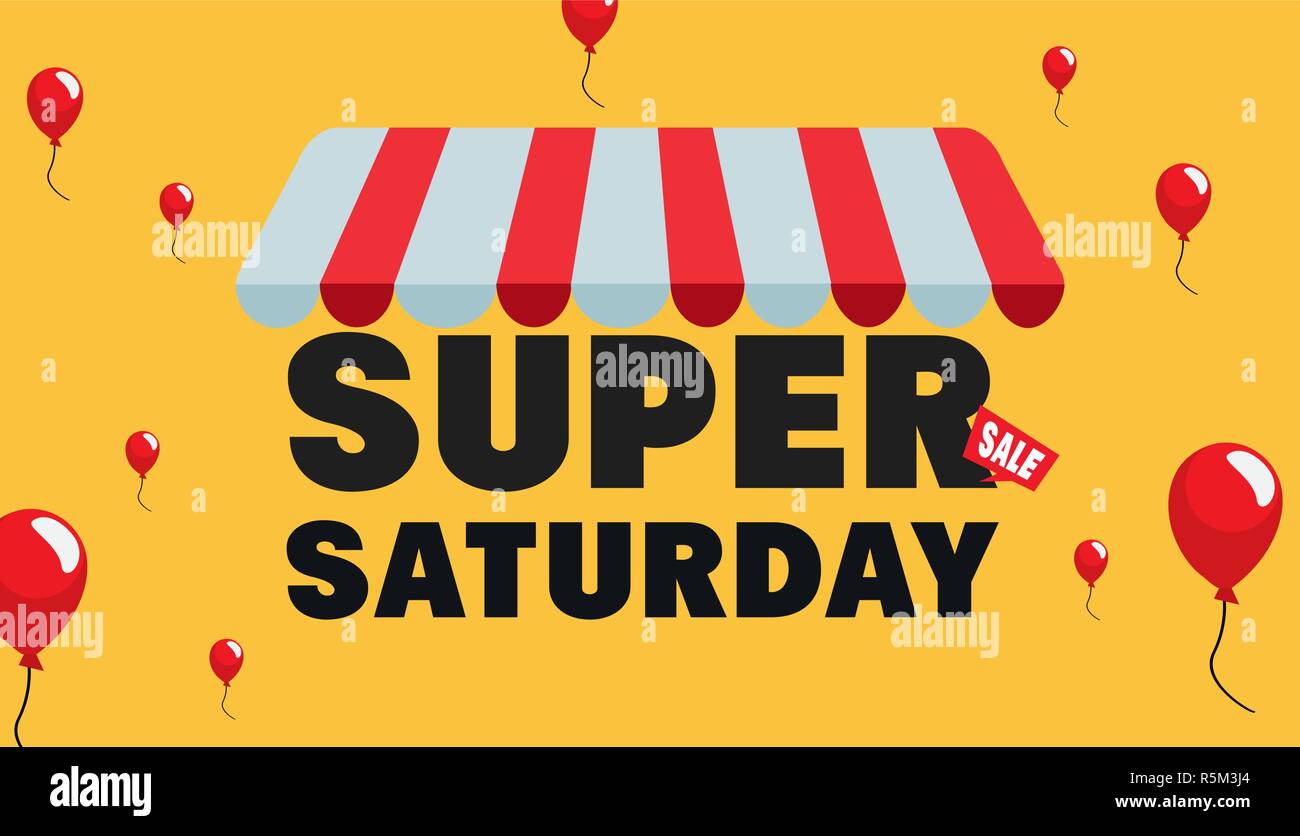 Super sabato vendita negozio palloncini illustrazione vettoriale Immagine e Vettoriale - Alamy