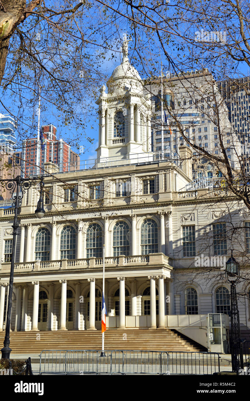 Municipio edificio in City Hall Park, nella parte inferiore di Manhattan, New York Foto Stock